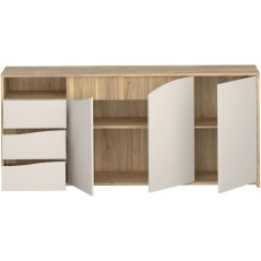 Buffet - PoeM - Sable / Chene - 3 portes - 3 tiroirs - 203,9 x 42 x 91