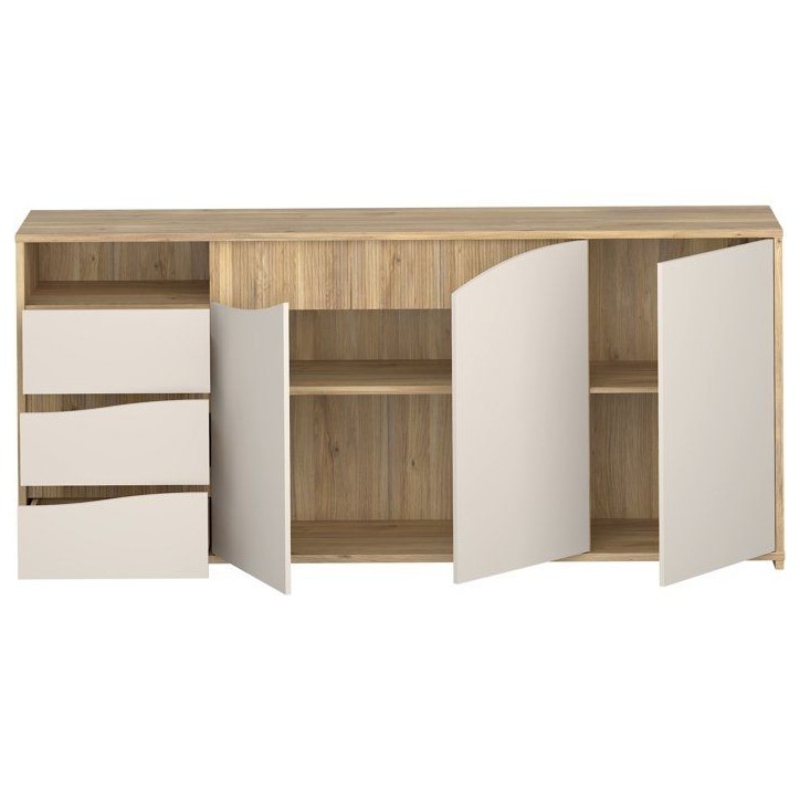 Buffet - PoeM - Sable / Chene - 3 portes - 3 tiroirs - 203,9 x 42 x 91 cm Buffet - PoeM - Sable / Chene - 3 portes - 3 tiroirs - 203,9 x 42 x 91 cm