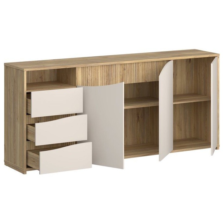 Buffet - PoeM - Sable / Chene - 3 portes - 3 tiroirs - 203,9 x 42 x 91 cm Buffet - PoeM - Sable / Chene - 3 portes - 3 tiroirs - 203,9 x 42 x 91 cm
