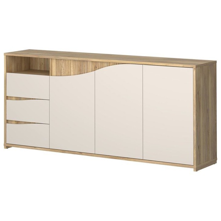 Buffet - PoeM - Sable / Chene - 3 portes - 3 tiroirs - 203,9 x 42 x 91 cm Buffet - PoeM - Sable / Chene - 3 portes - 3 tiroirs - 203,9 x 42 x 91 cm