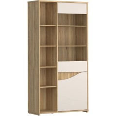 Vitrine - PoeM - 2 portes dont 1 vitrée - Sable / Chene - 99,5 x 42,