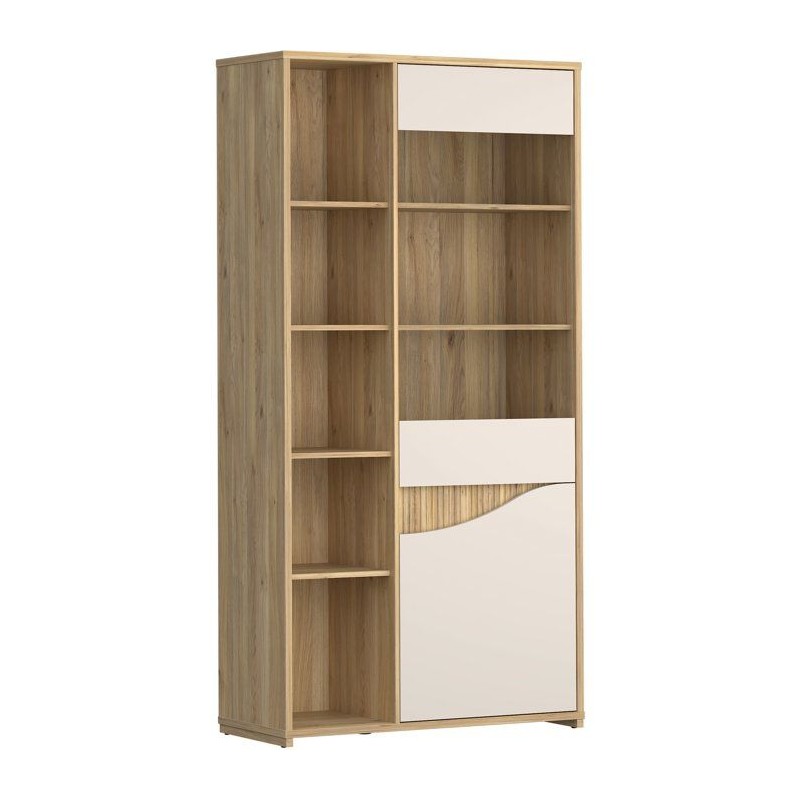 Vitrine - PoeM - 2 portes dont 1 vitrée - Sable / Chene - 99,5 x 42,