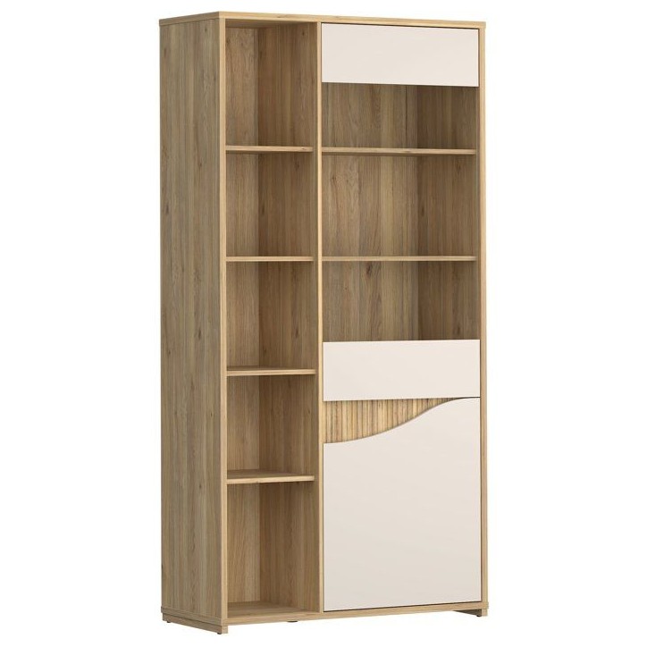Vitrine - PoeM - 2 portes dont 1 vitrée - Sable / Chene - 99,5 x 42, 196,6 cm Vitrine - PoeM - 2 portes dont 1 vitrée - Sable / Chene - 99,5 x 42, 196,6 cm