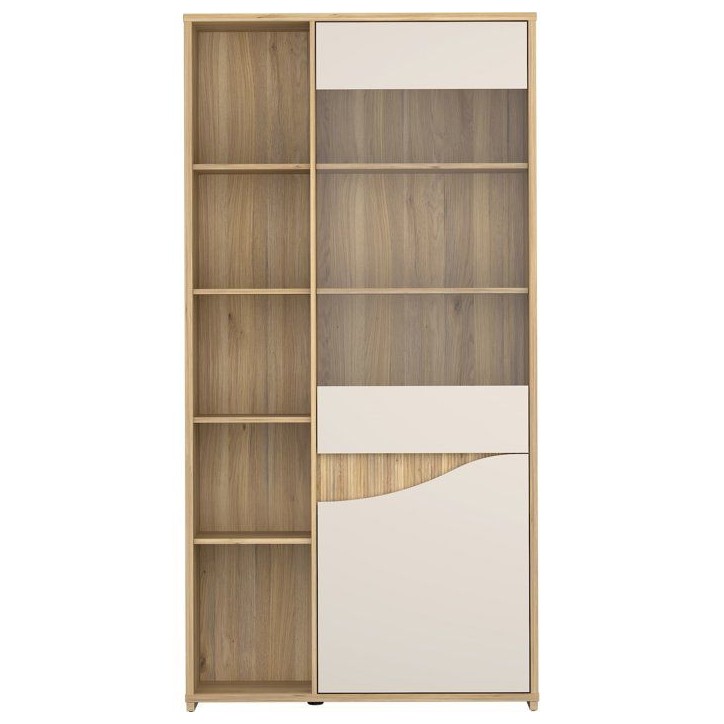 Vitrine - PoeM - 2 portes dont 1 vitrée - Sable / Chene - 99,5 x 42, 196,6 cm Vitrine - PoeM - 2 portes dont 1 vitrée - Sable / Chene - 99,5 x 42, 196,6 cm