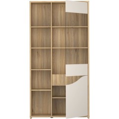 Vitrine - PoeM - 2 portes dont 1 vitrée - Sable / Chene - 99,5 x 42,