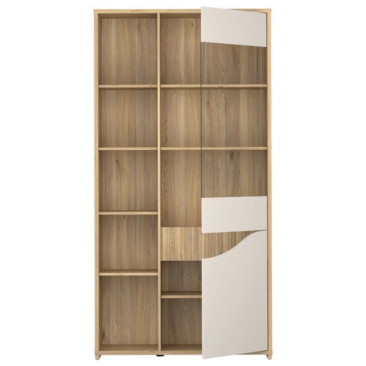 Vitrine - PoeM - 2 portes dont 1 vitrée - Sable / Chene - 99,5 x 42, 196,6 cm Vitrine - PoeM - 2 portes dont 1 vitrée - Sable / Chene - 99,5 x 42, 196,6 cm