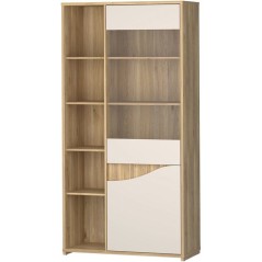 Vitrine - PoeM - 2 portes dont 1 vitrée - Sable / Chene - 99,5 x 42,