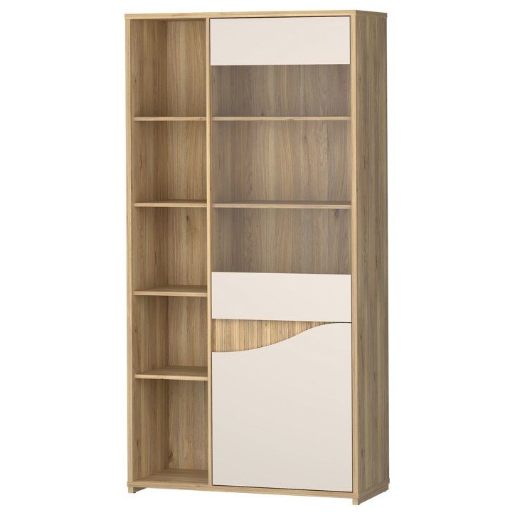 Vitrine - PoeM - 2 portes dont 1 vitrée - Sable / Chene - 99,5 x 42, 196,6 cm Vitrine - PoeM - 2 portes dont 1 vitrée - Sable / Chene - 99,5 x 42, 196,6 cm
