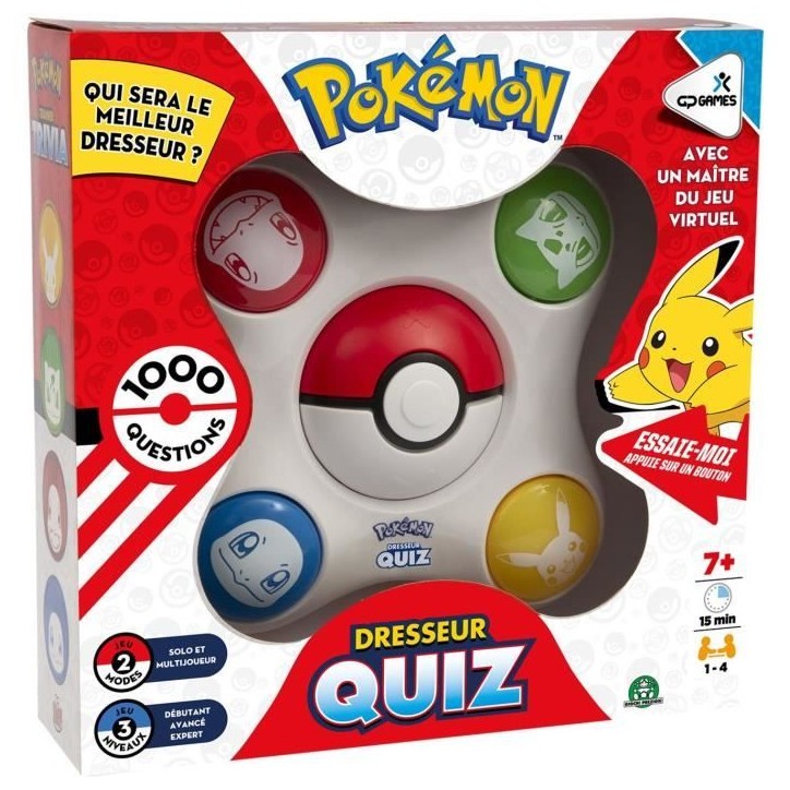 Pokémon Dresseur Trivia - Jeu de société - GIOCHI PREZIOSI - Teste tes connaissances Pokémon - Jusqu'a 4 joueurs - Des 7 ans Pokémon Dresseur Trivia - Jeu de société - GIOCHI PREZIOSI - Teste tes connaissances Pokémon - Jusqu'a 4 joueurs - Des 7 ans