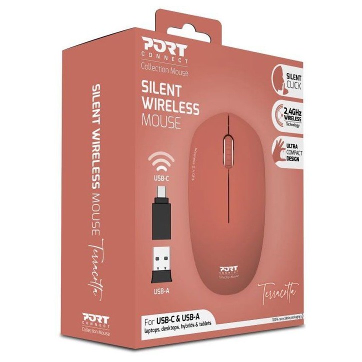 Souris sans fil - PORT Designs - 900542 Collection II - 2.4 GHz - Terracotta Souris sans fil - PORT Designs - 900542 Collection II - 2.4 GHz - Terracotta