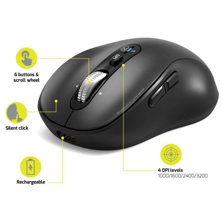 Souris sans fil - PORT Designs - 900720 EXPERT - Bluetooth - Rechargeable - Gris Souris sans fil - PORT Designs - 900720 EXPERT - Bluetooth - Rechargeable - Gris
