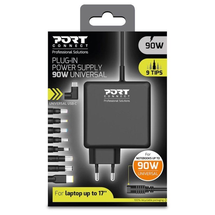 Alimentation PC - PORT Designs - Universelle - Embouts + USB-C - 90 W Alimentation PC - PORT Designs - Universelle - Embouts + USB-C - 90 W