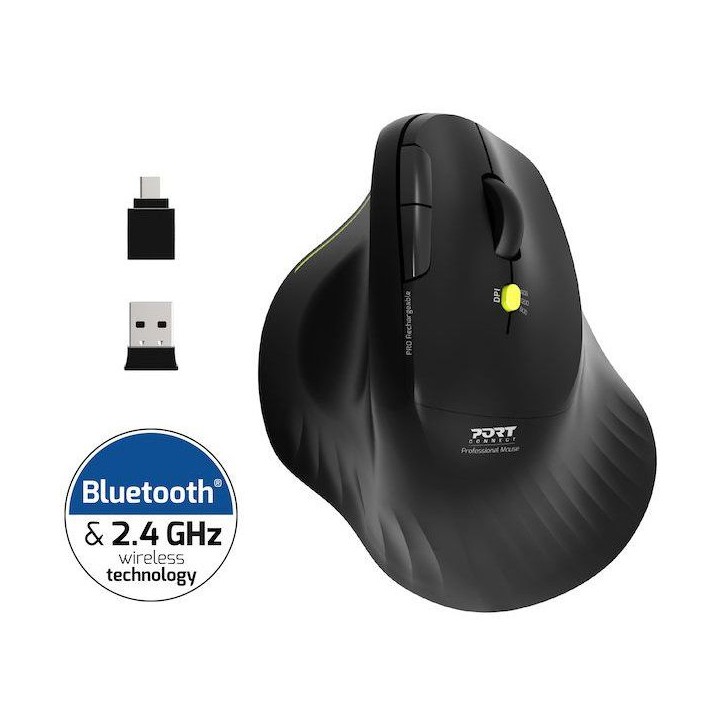 Souris sans fil - PORT Designs - 910200 ERGO - Bluetooth & 2.4 GHz - Noir