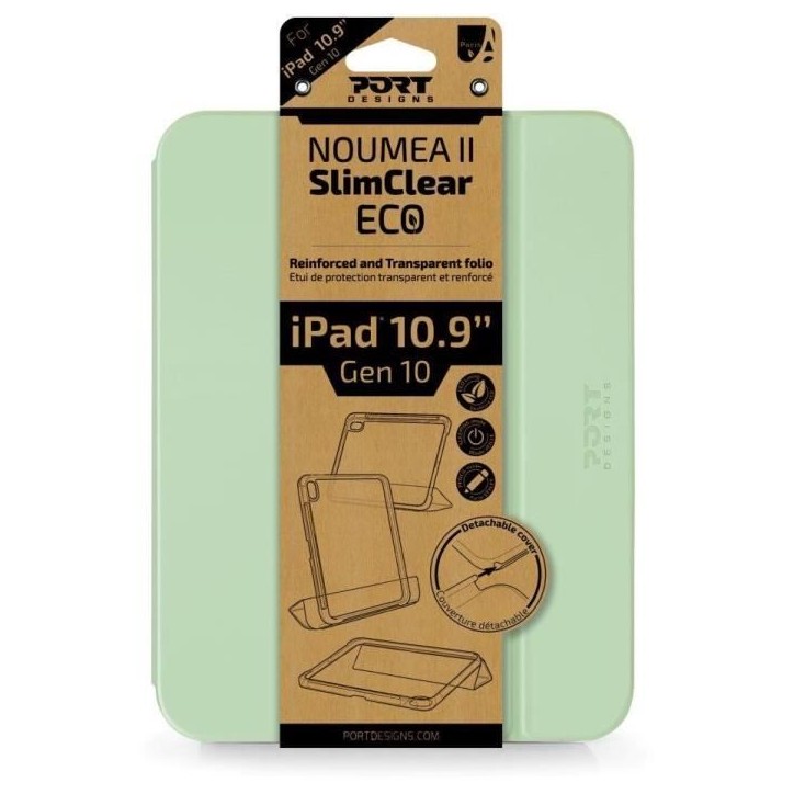 Folio iPad Gen 10 - 10.9 - PORT DESIGNS - 201353 NOUMEA 2 Slimclear - Vert Folio iPad Gen 10 - 10.9 - PORT DESIGNS - 201353 NOUMEA 2 Slimclear - Vert