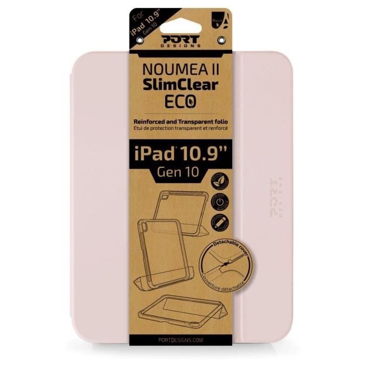Folio iPad Gen 10 - 10.9 - PORT DESIGNS - 201354 NOUMEA 2 Slimclear - Rose Folio iPad Gen 10 - 10.9 - PORT DESIGNS - 201354 NOUMEA 2 Slimclear - Rose