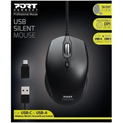 PORTDESIGNS Souris filaire silencieuse - Noir