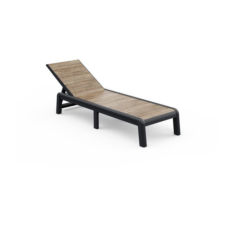 Bain de soleil - Keter - Porto - Résine - Gris graphite a lattes imit