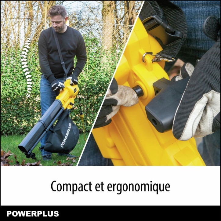 Souffleur de feuilles électrique - POWER PLUS - POWEG4030 - 3300 W - Vitesse d'air maximale de 250 km/h Souffleur de feuilles électrique - POWER PLUS - POWEG4030 - 3300 W - Vitesse d'air maximale de 250 km/h