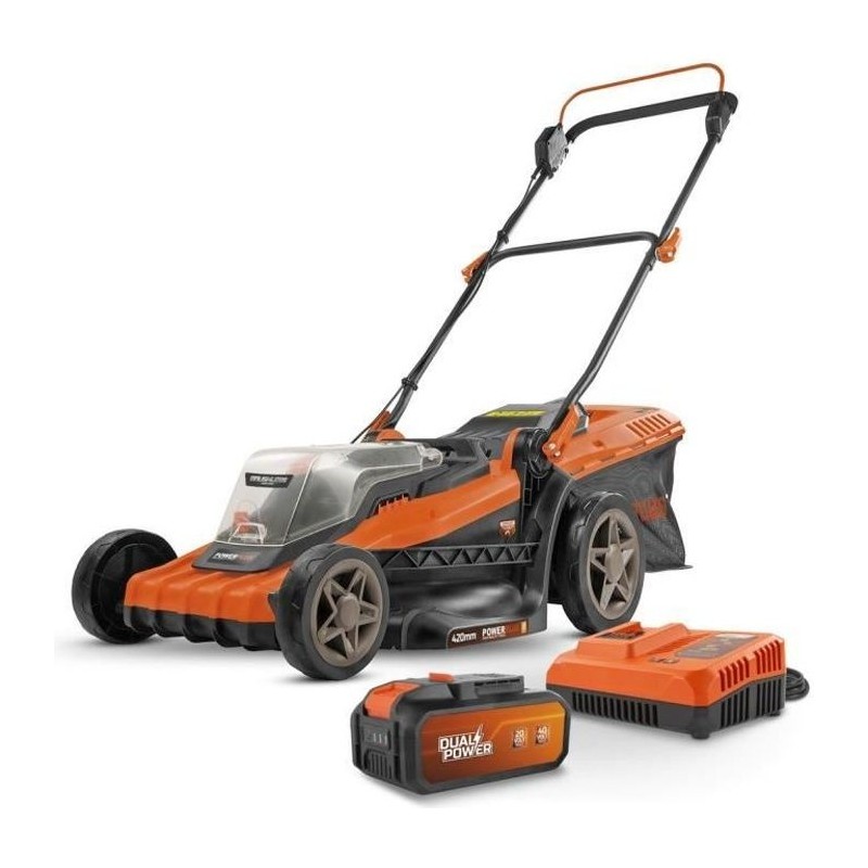 Tondeuse a Gazon sur Batterie 40V Dual Power POWDPGLWS2 - 420mm Ø, Sa