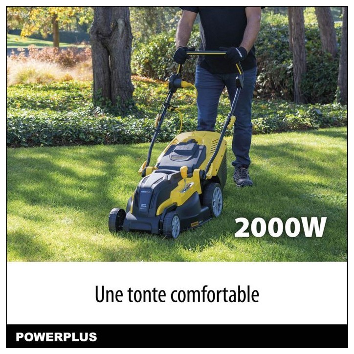 Tondeuse Gazon Électrique POWERPLUS POWXG6281 - 2000W, 420mm Ø, Ramassage, Mulching, Éjection Arriere Tondeuse Gazon Électrique POWERPLUS POWXG6281 - 2000W, 420mm Ø, Ramassage, Mulching, Éjection Arriere