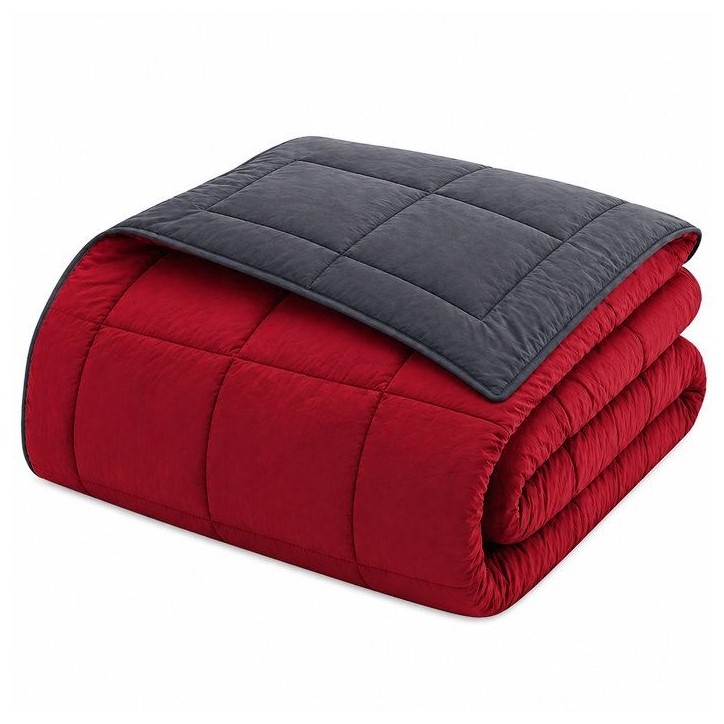 HUDSON - Couette Légere Microfibre - 200gr/m2 - Gris & Rouge - 220 x 240 cm HUDSON - Couette Légere Microfibre - 200gr/m2 - Gris & Rouge - 220 x 240 cm