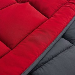 HUDSON - Couette Légere Microfibre - 200gr/m2 - Gris & Rouge - 220 x