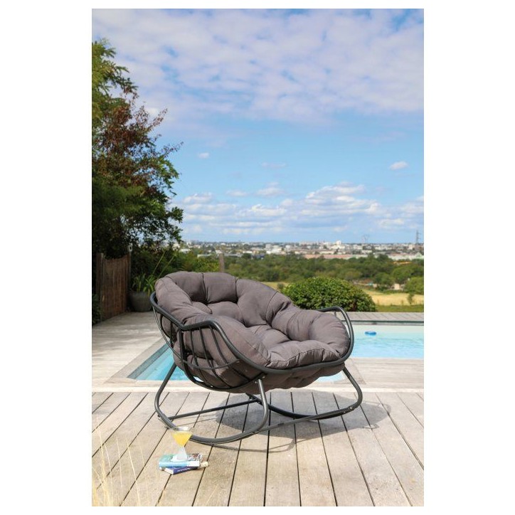 Rocking - Proloisirs - Royal II - Acier - Coussin inclus - Gris Rocking - Proloisirs - Royal II - Acier - Coussin inclus - Gris