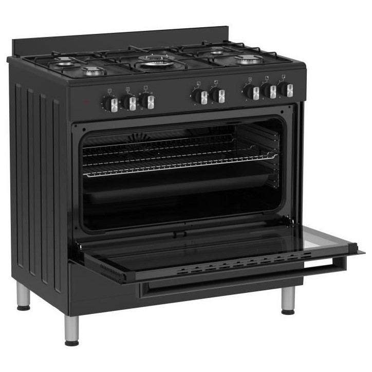 Cuisiniere a gaz - BERTAZZONI - SEL925MN - 5 foyers - 3,6 Kwh - 90 cm - Noir
