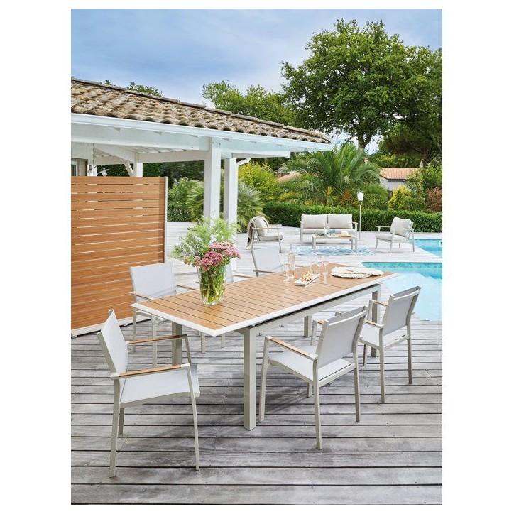 Table de jardin - Rectangulaire - Creme - Aluminium - 8/10 personnes - 187 / 247 x 100 cm - Louisiane II - PROLOISIRS Table de jardin - Rectangulaire - Creme - Aluminium - 8/10 personnes - 187 / 247 x 100 cm - Louisiane II - PROLOISIRS