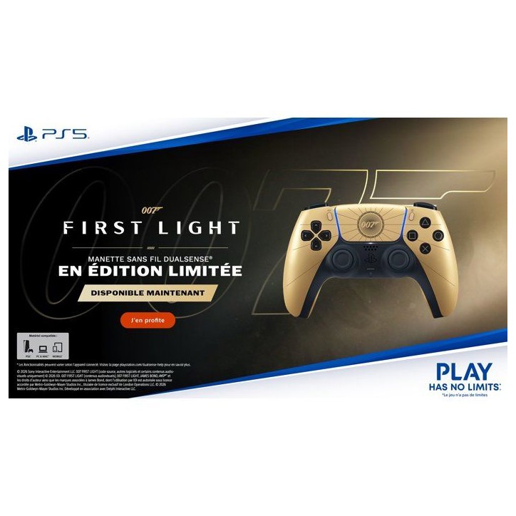 Manette sans fil DualSense - Édition limitée 007 First Light I PS5 et PC Manette sans fil DualSense - Édition limitée 007 First Light I PS5 et PC