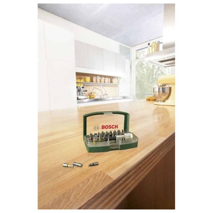 Boîtier d'embouts de vissage courts avec code couleur 31 pieces et 1 porte-embout - BOSCH Boîtier d'embouts de vissage courts avec code couleur 31 pieces et 1 porte-embout - BOSCH