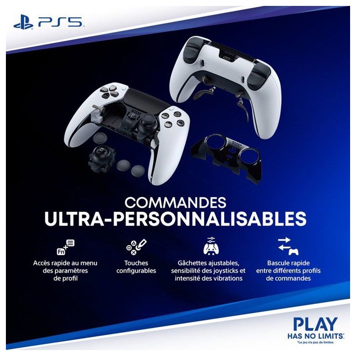 Manette sans fil DualSense Edge™ - Midnight Black I PS5 et PC Manette sans fil DualSense Edge™ - Midnight Black I PS5 et PC