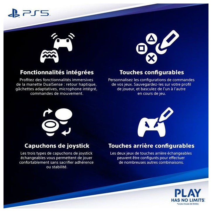 Manette sans fil DualSense Edge™ - Midnight Black I PS5 et PC Manette sans fil DualSense Edge™ - Midnight Black I PS5 et PC