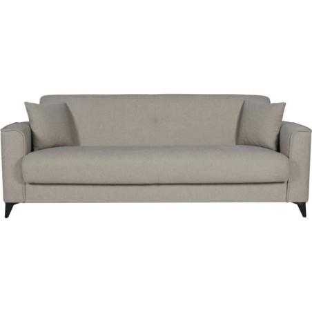 Canapé convertible 3 places - BERGAMO - Tissu beige - 2 coussins - co