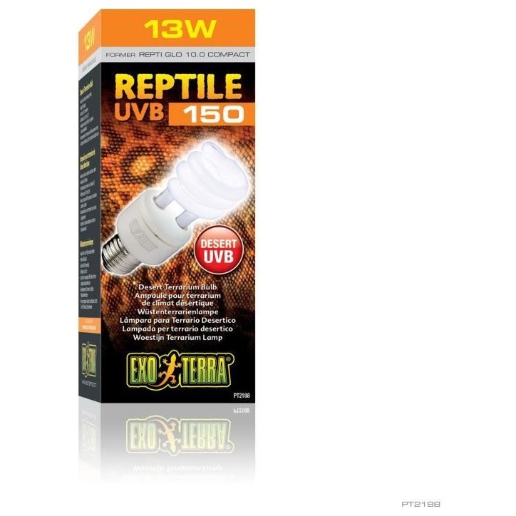 Ampoule fluocompacte UVB pour terrarium - EXO TERRA - Reptile UVB 150 - Climat désertique 13W Ampoule fluocompacte UVB pour terrarium - EXO TERRA - Reptile UVB 150 - Climat désertique 13W