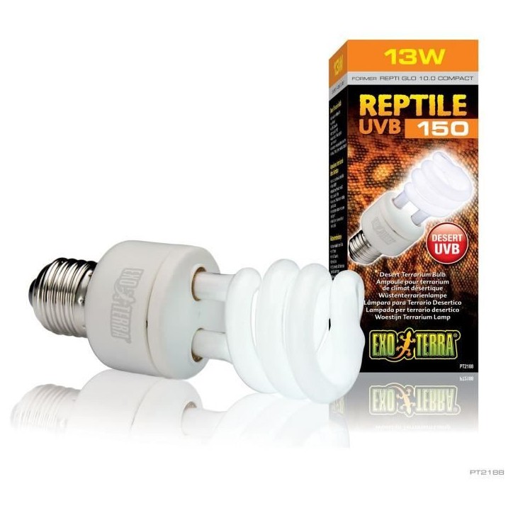 Ampoule fluocompacte UVB pour terrarium - EXO TERRA - Reptile UVB 150 - Climat désertique 13W Ampoule fluocompacte UVB pour terrarium - EXO TERRA - Reptile UVB 150 - Climat désertique 13W