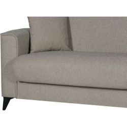Canapé convertible 3 places - BERGAMO - Tissu beige - 2 coussins - co