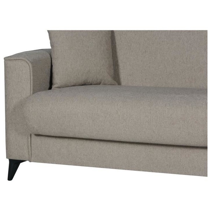 Canapé convertible 3 places - BERGAMO - Tissu beige - 2 coussins - coffre de rangement - 230 x 85 x 89 cm Canapé convertible 3 places - BERGAMO - Tissu beige - 2 coussins - coffre de rangement - 230 x 85 x 89 cm