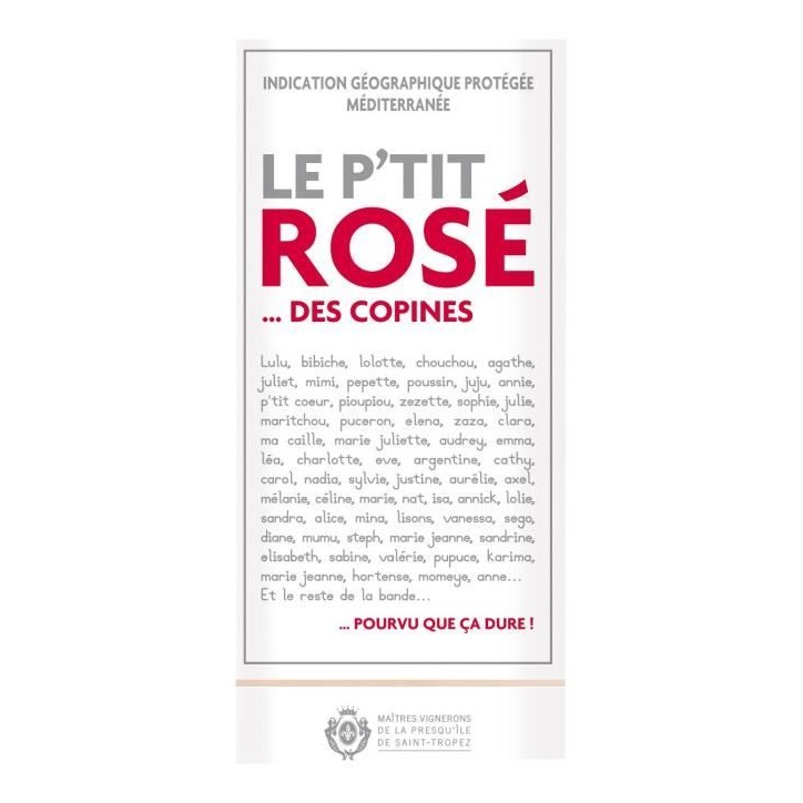 Le P'tit Rosé des Copines - Méditerranée - Vin rosé