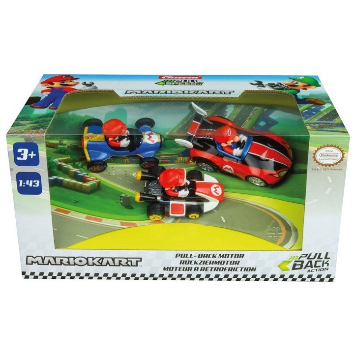 Pack de 3 voitures a rétofriction - CARRERA Pull & Speed - Mario Kart™ - MARIO - Échelle 1:43 - Des 3 ans Pack de 3 voitures a rétofriction - CARRERA Pull & Speed - Mario Kart™ - MARIO - Échelle 1:43 - Des 3 ans