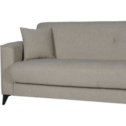 Canapé convertible 3 places - BERGAMO - Tissu beige - 2 coussins - co