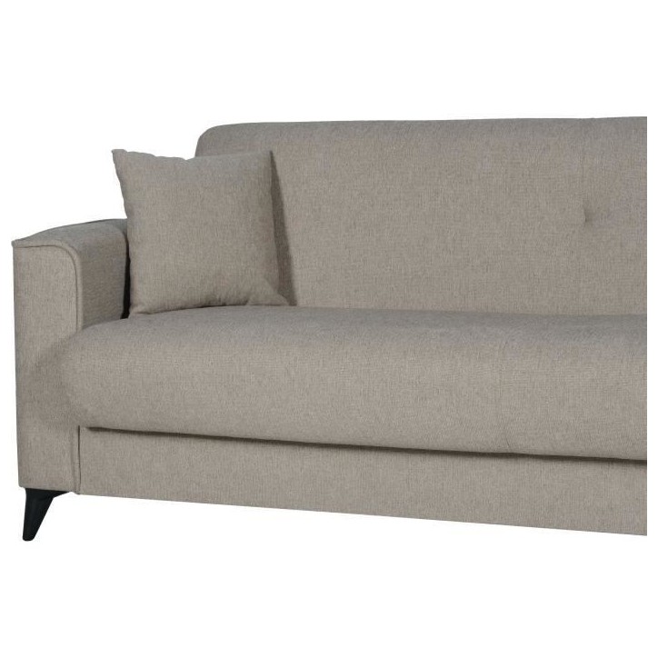 Canapé convertible 3 places - BERGAMO - Tissu beige - 2 coussins - coffre de rangement - 230 x 85 x 89 cm Canapé convertible 3 places - BERGAMO - Tissu beige - 2 coussins - coffre de rangement - 230 x 85 x 89 cm