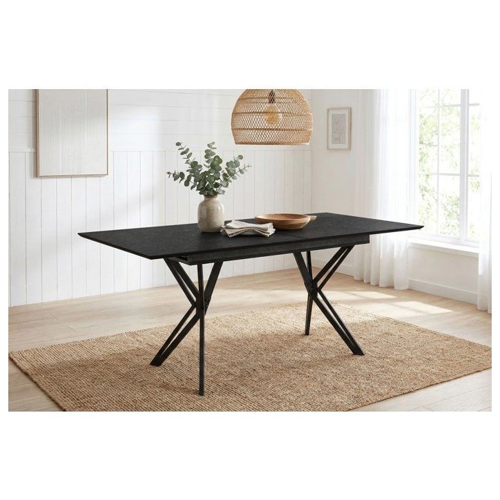 Table a Manger Extensible PULA - Ardoise & Noir - Rectangulaire - 10 personnes - 160-200 x 76 x 90 cm Table a Manger Extensible PULA - Ardoise & Noir - Rectangulaire - 10 personnes - 160-200 x 76 x 90 cm