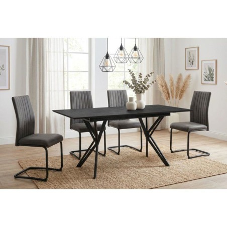 Table a Manger Extensible PULA - Ardoise & Noir - Rectangulaire - 10 personnes - 160-200 x 76 x 90 cm