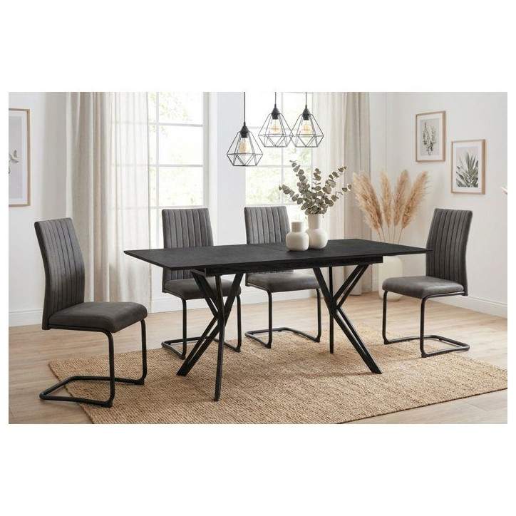 Table a Manger Extensible PULA - Ardoise & Noir - Rectangulaire - 10 personnes - 160-200 x 76 x 90 cm Table a Manger Extensible PULA - Ardoise & Noir - Rectangulaire - 10 personnes - 160-200 x 76 x 90 cm