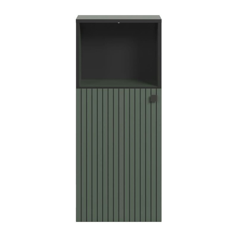 Meuble de salle de bain - Rangement bas - Décor vert sauge et noir -
