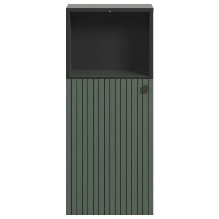 Meuble de salle de bain - Rangement bas - Décor vert sauge et noir - L40 x H95 x P31cm - PURE BLISS Meuble de salle de bain - Rangement bas - Décor vert sauge et noir - L40 x H95 x P31cm - PURE BLISS