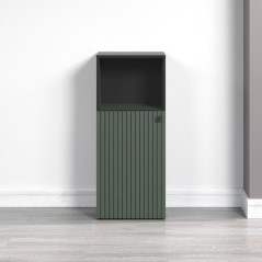 Meuble de salle de bain - Rangement bas - Décor vert sauge et noir -