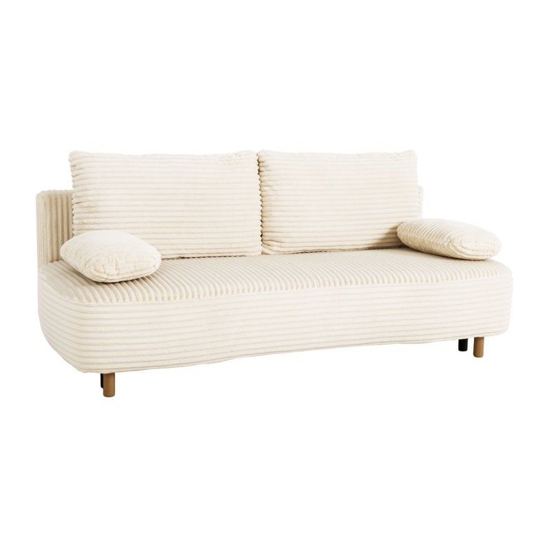 Canapé convertible - 3 places - PYLA - Tissu velours Perle - Coffre -