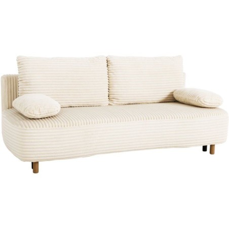 Canapé convertible - 3 places - PYLA - Tissu velours Perle - Coffre -